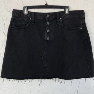 Madewell Rigid Denim A-Line Mini Skirt in Lunar Wash: Button-Front Edition